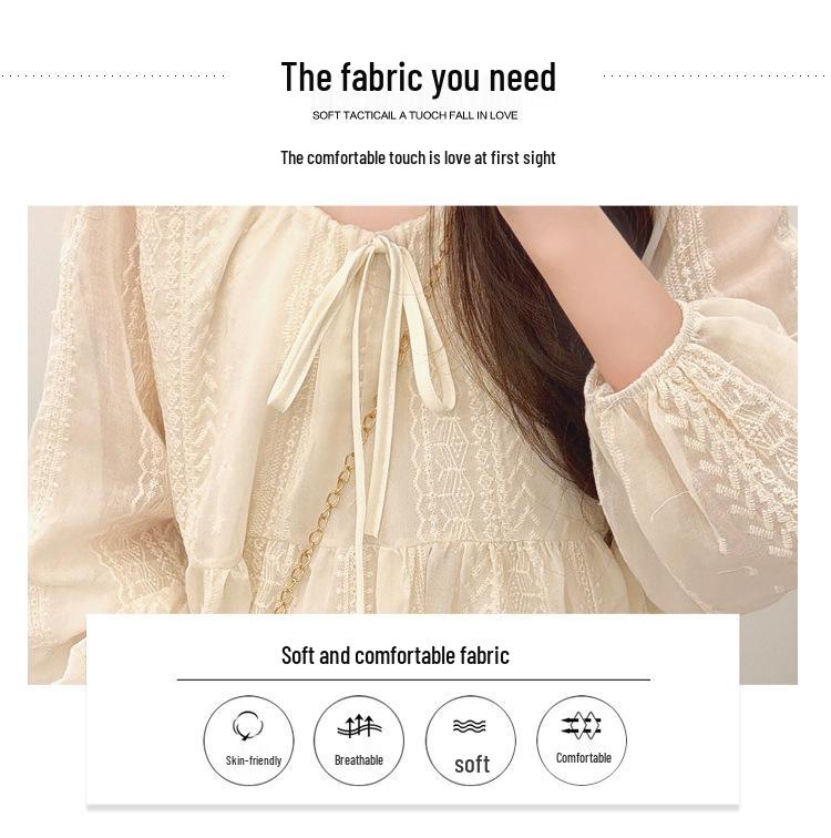 Embroidered Long Sleeve Maternity Doll Shirt: Versatile Loose Fit for Spring & Autumn