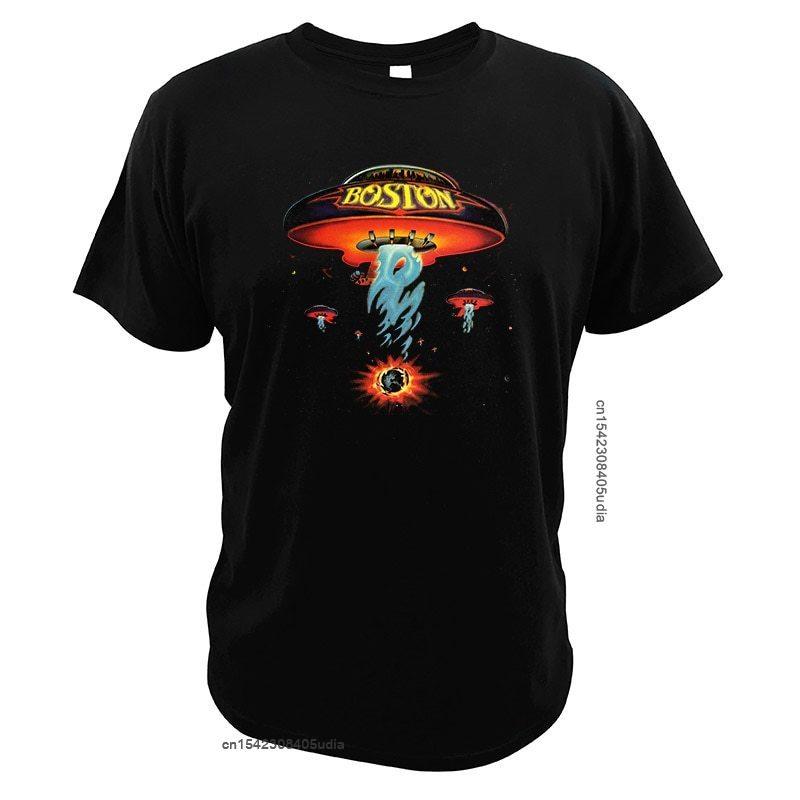 

Boston Spaceship Print T-shirt American Rock Band Album Fashion T-shirt Men Women Summer Cotton Casual Short Sleeves S