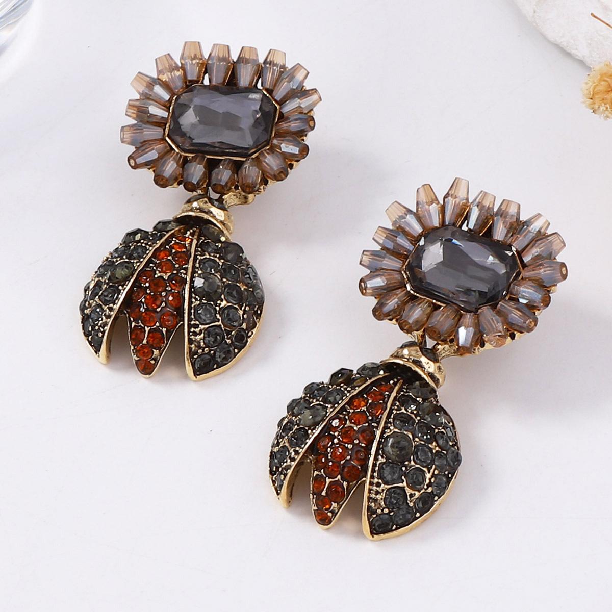 

Fashion Metal Rhinestone Ladybug Dangle Earrings ZAA New Women s Exaggerated Simple Earrings Daily Zircon Accessories