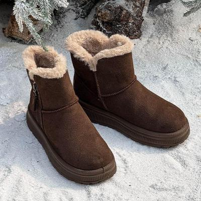 Süet Kar Botları Kadın Kışlık Ayakkabılar Hakiki Deri Sıcak Peluş Soğuk Kış Bayan Bilekte Botlar Büyük Beden 41