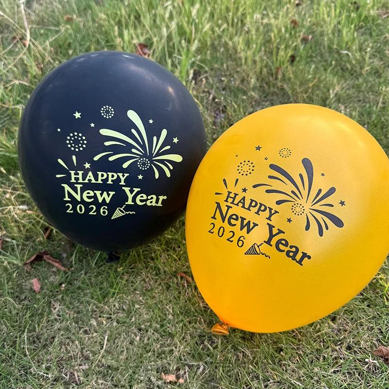 30 ks Zlaté Černé Šťastný Nový Rok 2026 Latexové Balónky Pro Dekoraci a Dárky na Párty na Silvestra 12 Palců Vánoční Balónky Potřeby