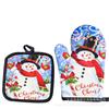 2pc/set Christmas Printed Oven Gloves, Heat Resistant and Heat Resistant Microwave Oven Glove Set