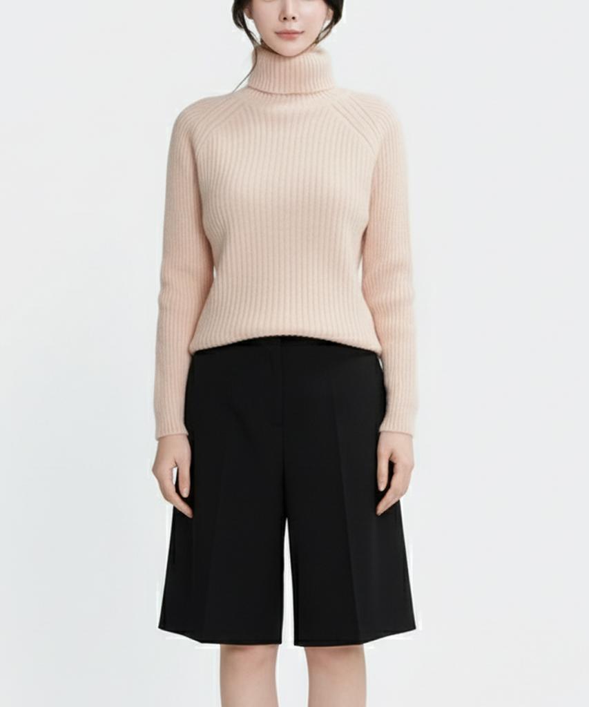 Keulleiseu Olivia Ribbed Turtleneck Knit_Navy