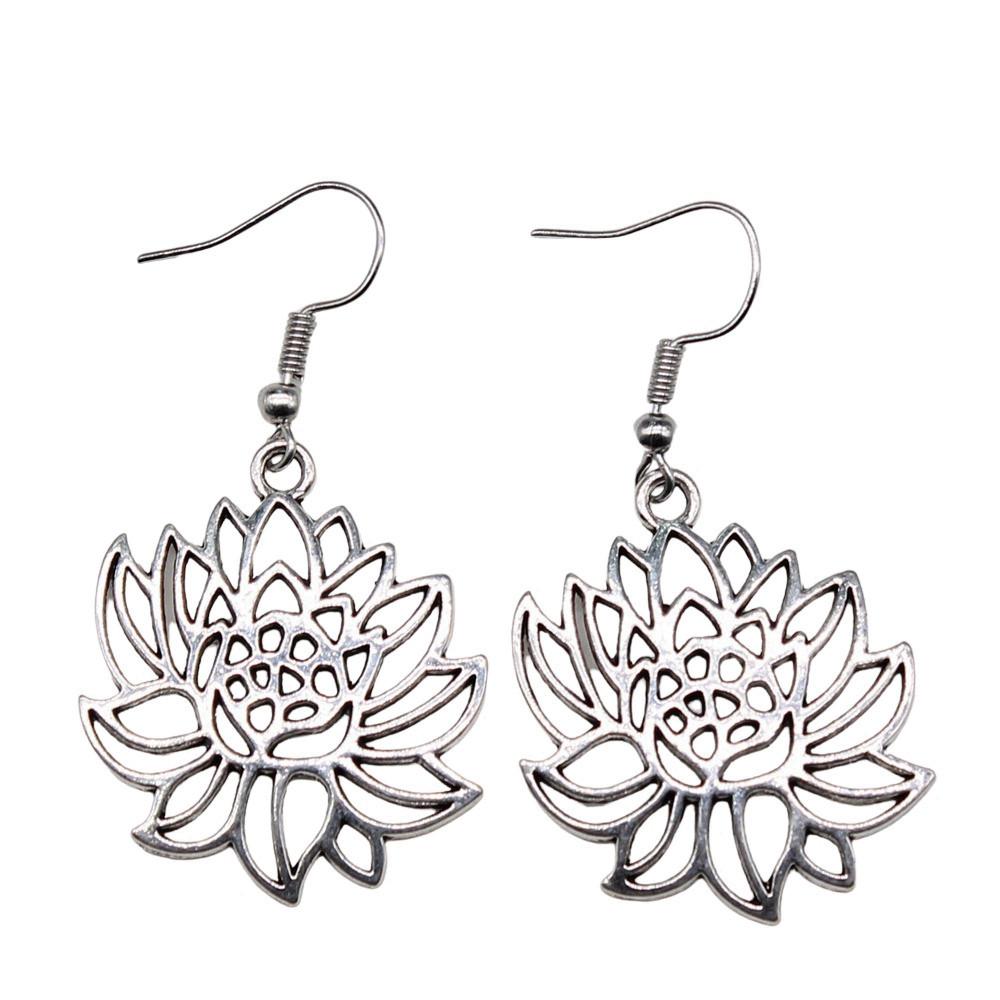 Circle Frame Flowers Dangle Earrings Romantic Floral Female Drop Jewelry
