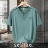 Men's Plus Size Henley T-Shirt – Quick Dry Stripe Detail Casual Tee (Sizes 5XL-13XL) for Summer Daily Wear