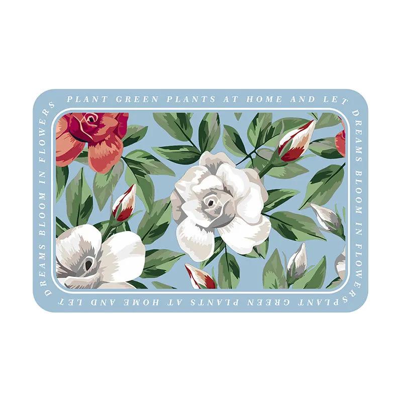 Elegant American Style Floral PU Leather Placemats Heat-Resistant Waterproof Durable Table Mats Dining Room Kitchen
