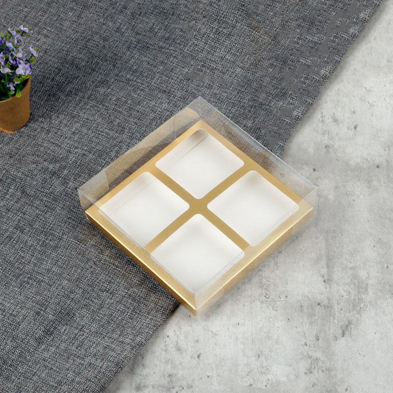WTEMPO 6PCS 4-Cavity 15.5*15.5*5CM Transparent Square Gift Boxes Foldable Party Presents Packaging Boxes Home DIY Storage Boxes for Daily Use