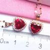 Exquisite Russian Purple Gold Red Stone Zircon Pendant Inlaid With Peach Heart Egg Surface Necklace Plated Rose Gold Color Gold Collarbone Chain