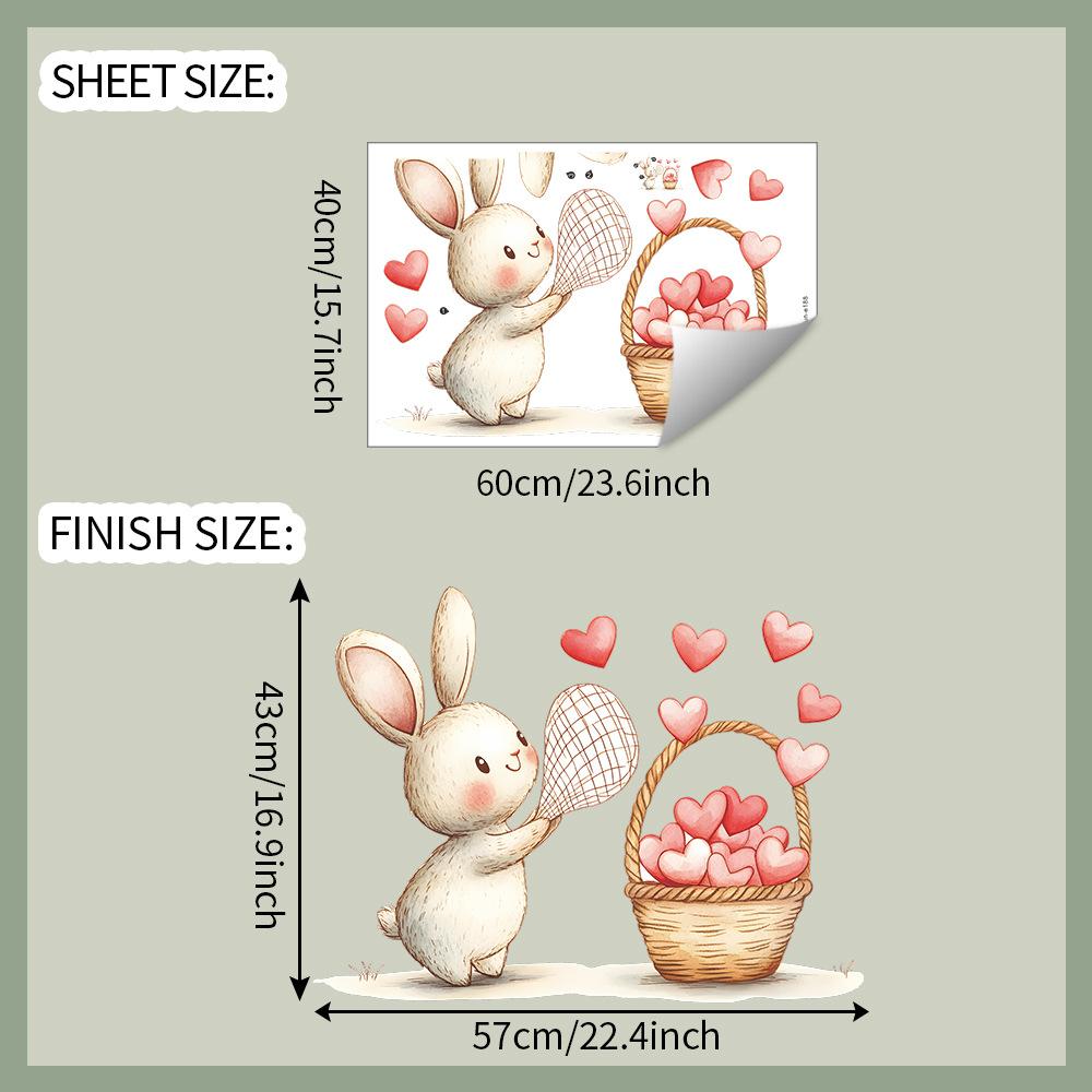 Stickers for The Home Beautification Wall of The Bedroom Living Room Entrance Hall and The Little Rabbit Catching Hearts