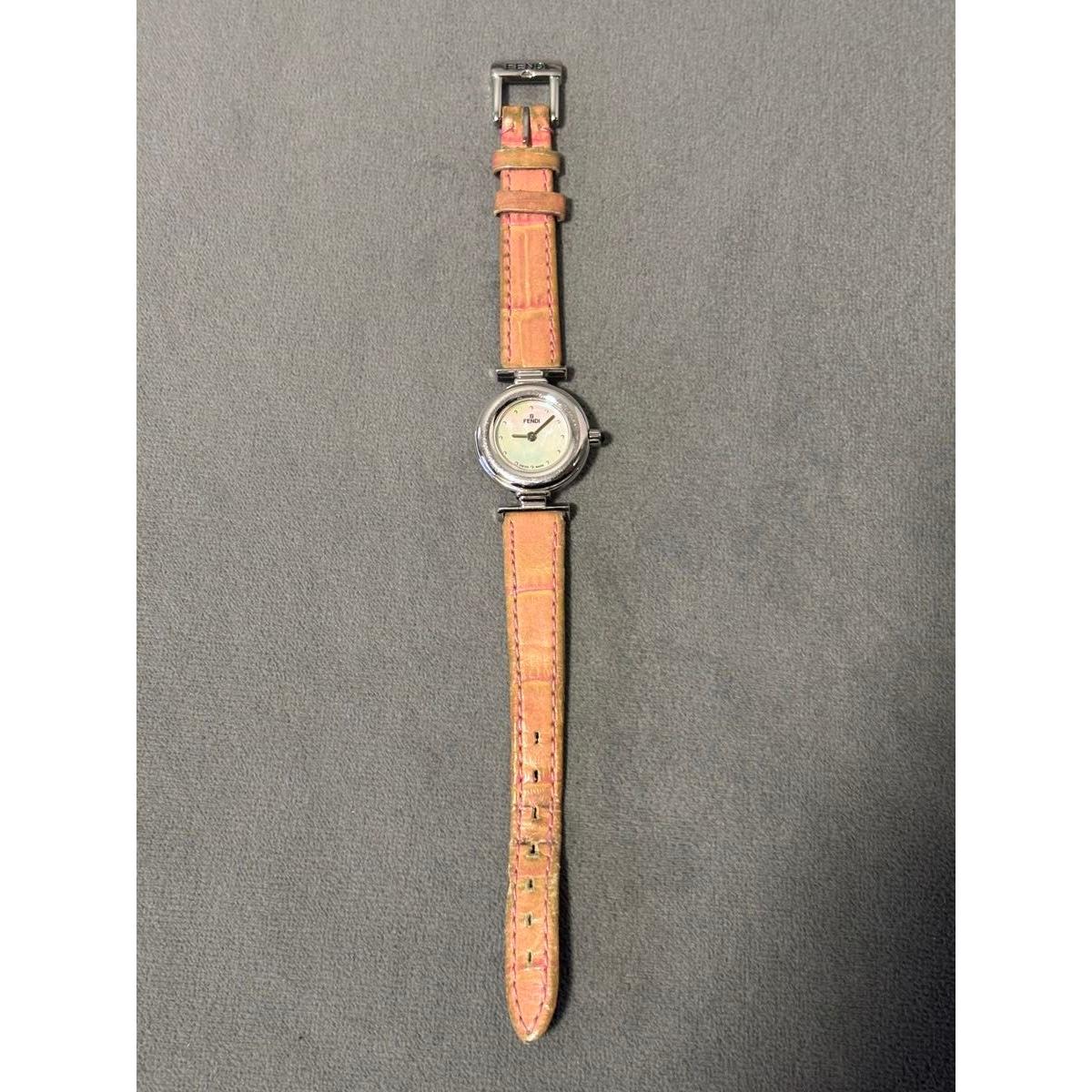 Used Battery replaced Working item Rare FENDI Quartz Pink Fendi Shell Dial Quartz