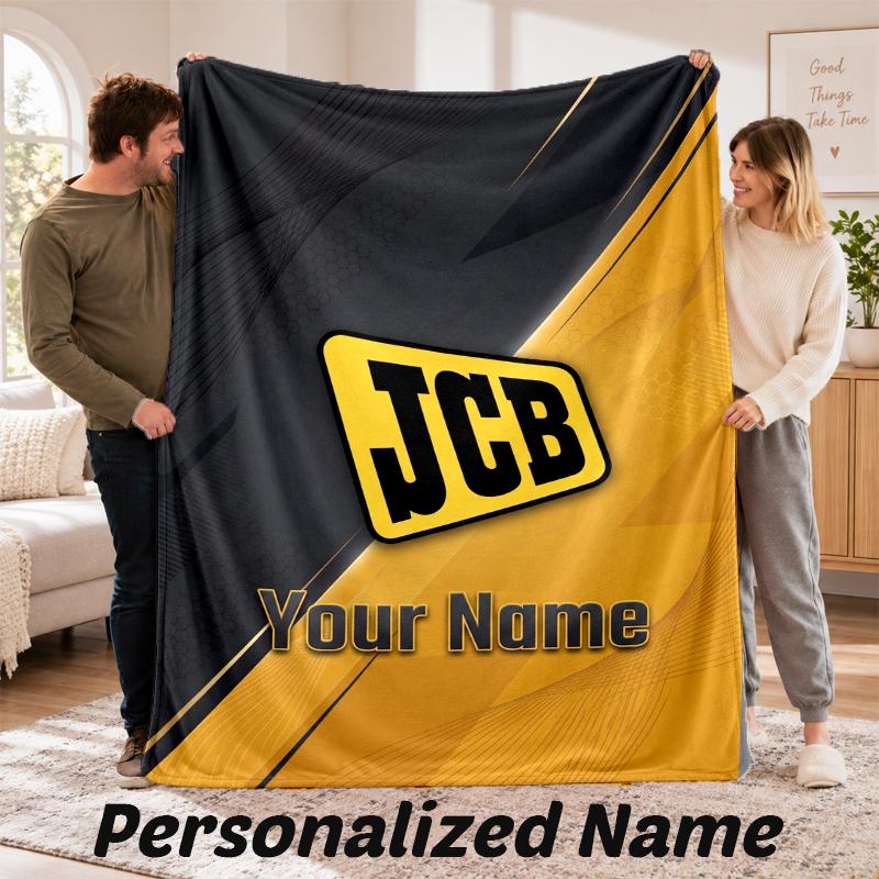 JCB Personalisierte Flanelldecke Benutzerdefinierter Name Text Weiche Überwurfdecke Heimdekoration