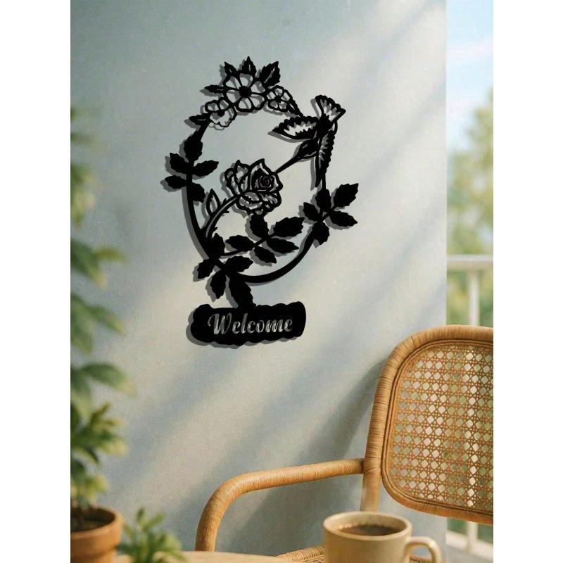 Floral Bird Welcome Sign Farmhouse Wall Art Spring Summer Boho Entryway Decor Gift