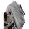 Women's High Neck Gray Sweater - Trendy, Soft, Knitted Base Layer for Autumn/Winter 2024