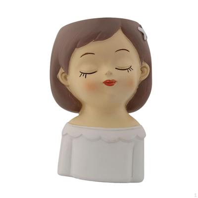 Niedliches Mädchen Blumentopfhalter Desktop Ornament Behälter Dekorative Pflanzgefäß Harzvase für