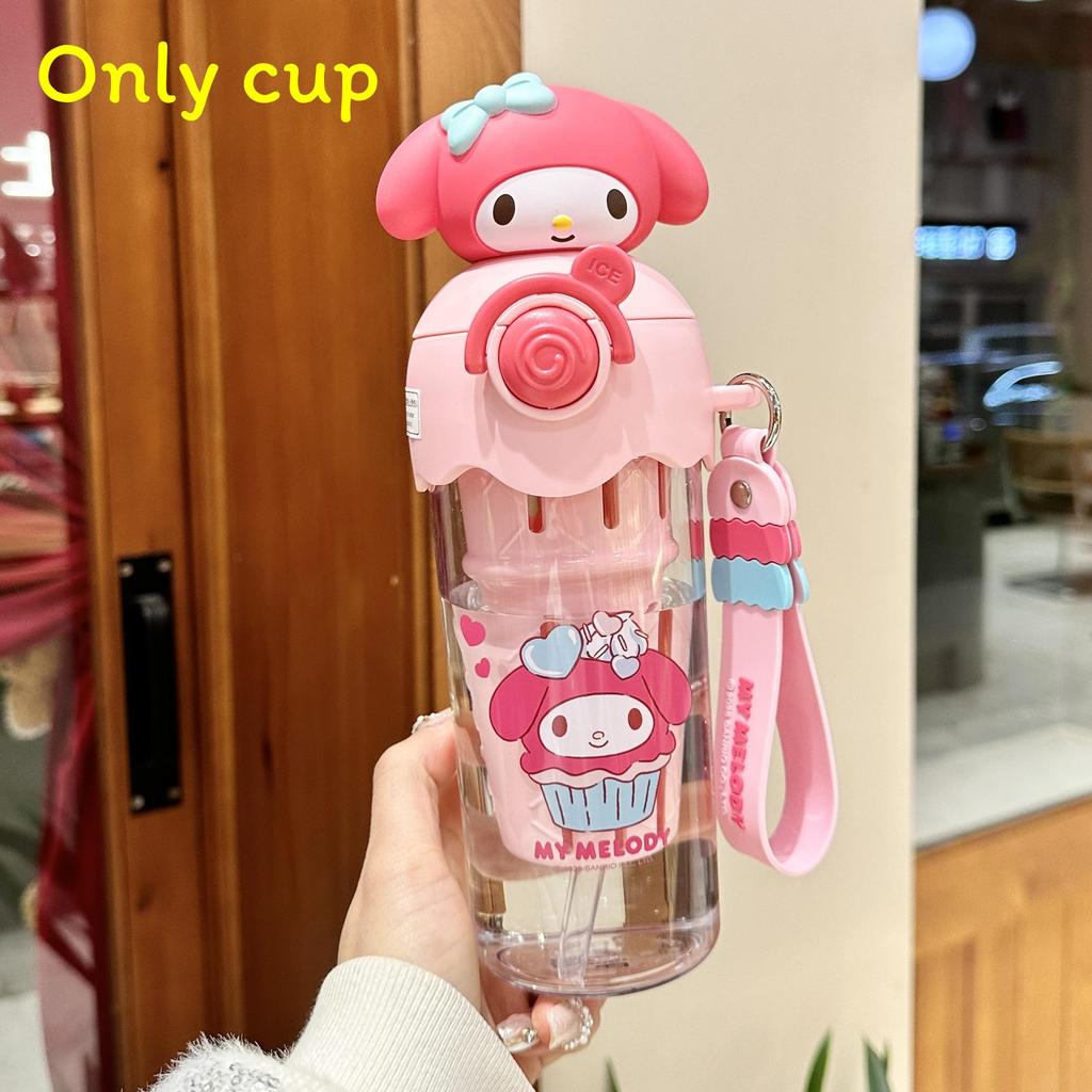 Sanrio Melody Tritan Reusable Straw Water Bottle With Leakproof Seal For Kids And Adults