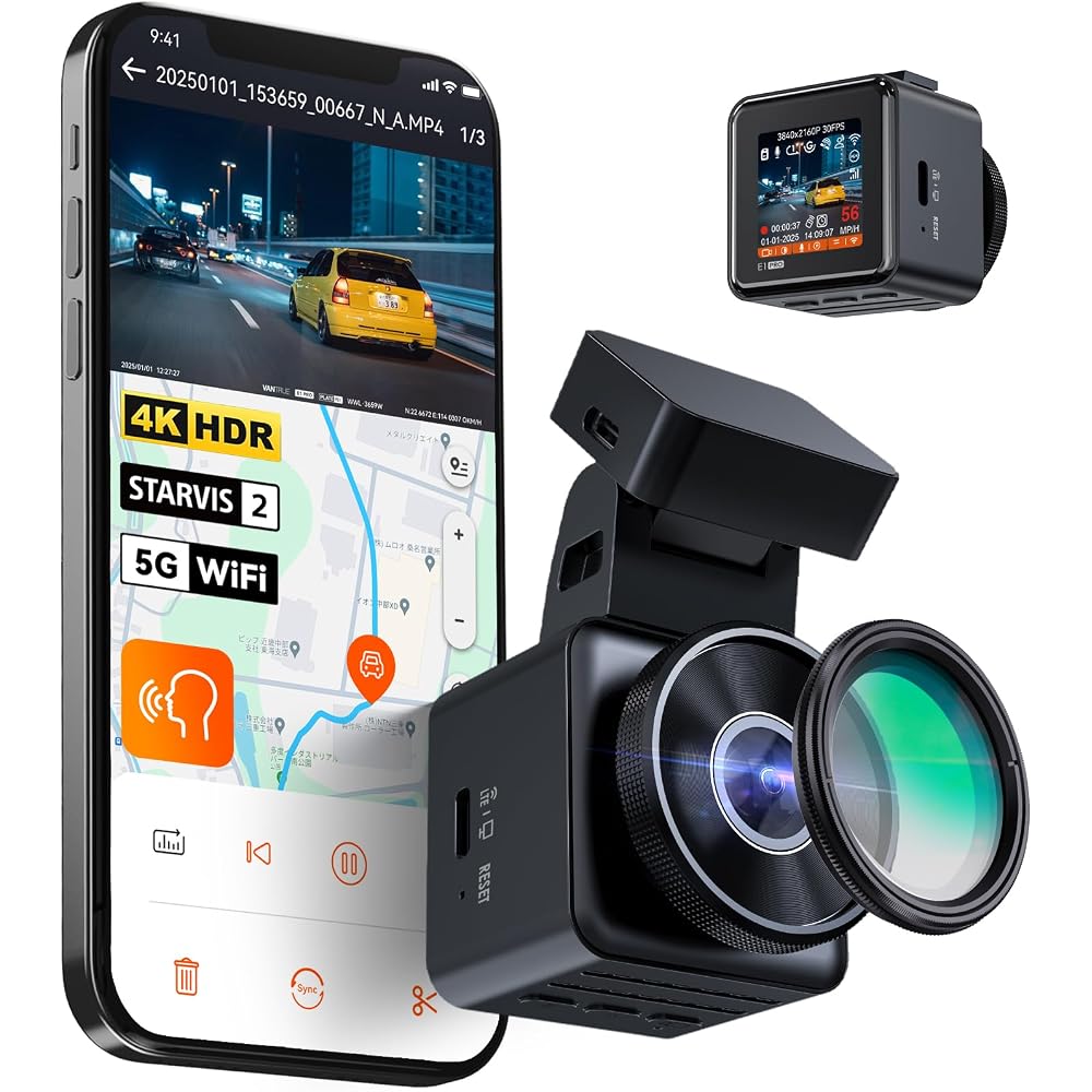 Vantrue E1 Pro 4K UHD Dash Cam 8MP STARVIS Sensor 158° Wide Angle Recording