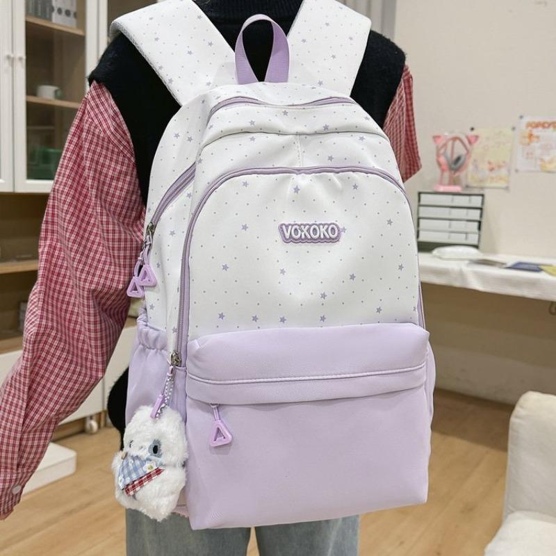 Simple Star Shaped Nylon Backpack with Cute Style Casual Student Backpack with Large Capacity and Multiple Pockets Suitable for Daily and Student Use