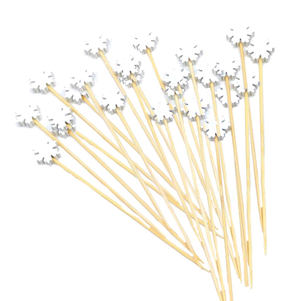 100Pcs Pumpkin Cocktail Sticks Natural Bamboo Toothpicks with Decoration 12cm Cocktail Picks for