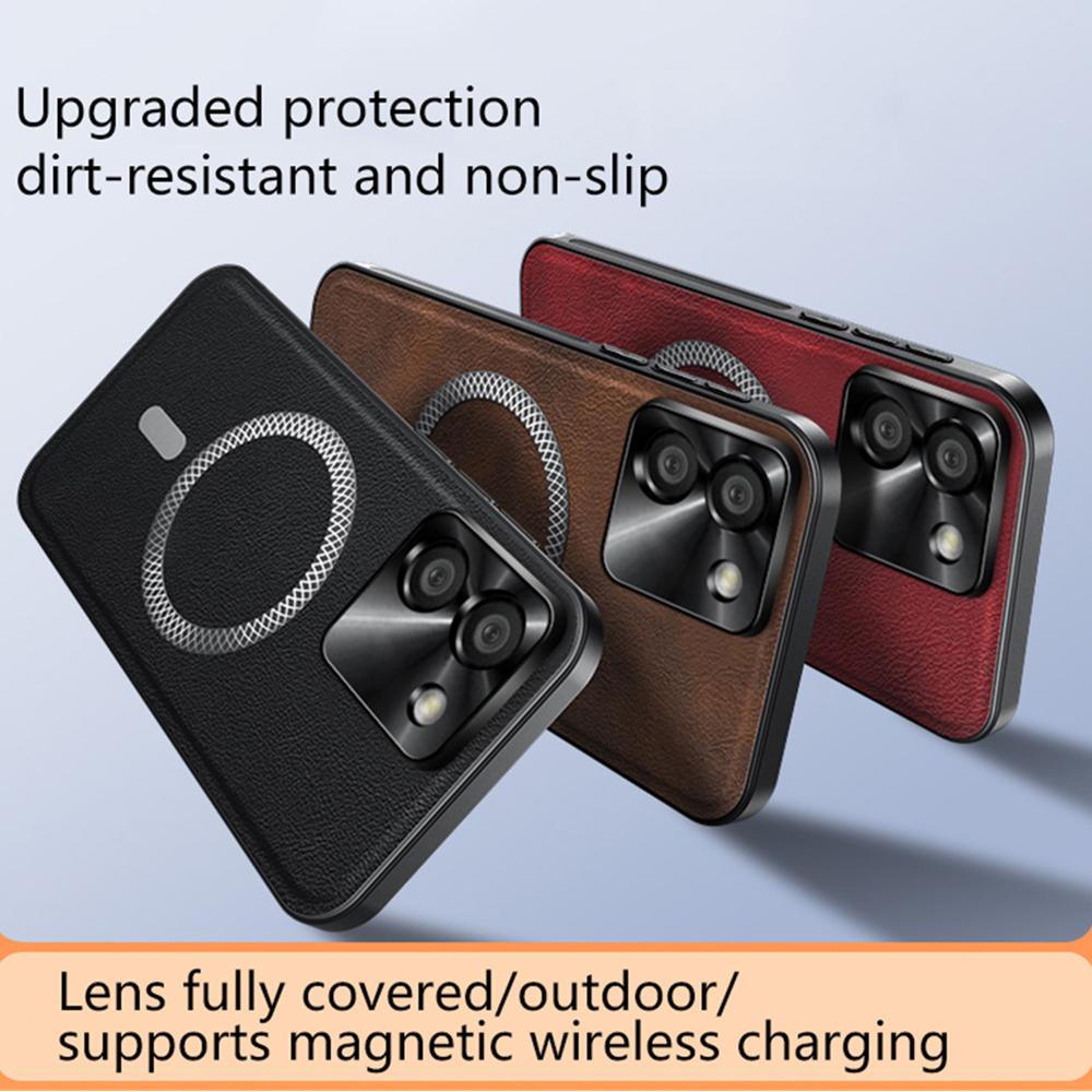 For Xiaomi Poco M7 Pro 5G Case Compatible with MagSafe PU TPU PC Phone Back Cover with Metal Lens Frame