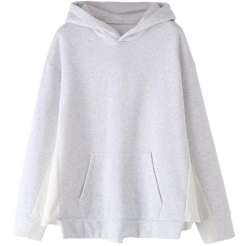 

Fashion Wind 2024 Spring New Arrival Female Stylish Casual All-Matching Hooded Patchwork Sweater 0085842 812 Striper Gray L