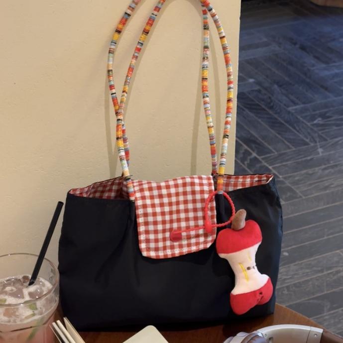 

2025 large capacity denim shoulder bag чёрный