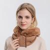 Cappello da sci lavorato a maglia 3in1 da donna invernale con sciarpa scaldacollo cappuccio foderato in pile maschera per il viso passamontagna per adulti per gli sport all'aria aperta