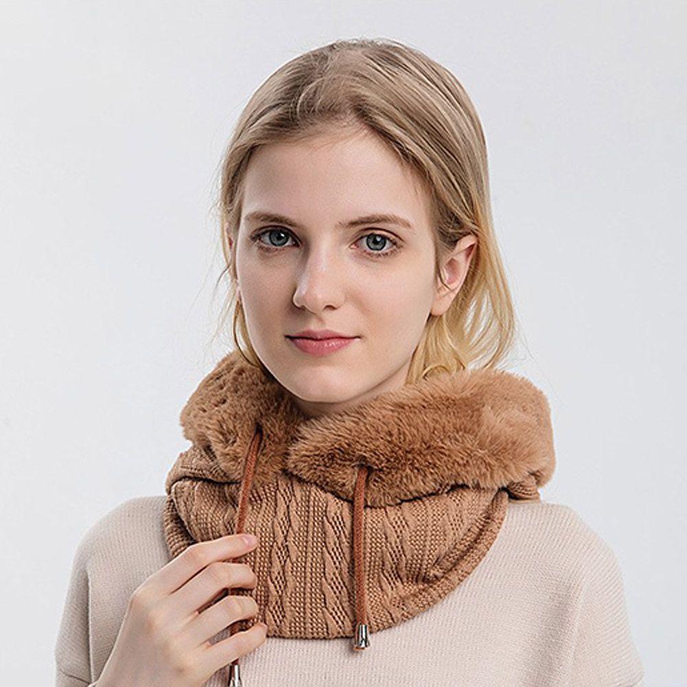 Cappello da sci lavorato a maglia 3in1 da donna invernale con sciarpa scaldacollo cappuccio foderato in pile maschera per il viso passamontagna per adulti per gli sport all'aria aperta