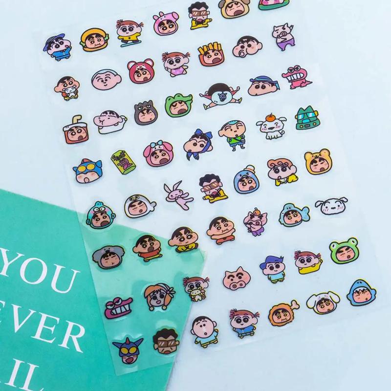3Sheets 168Pcs Crayon Shin-Chan Cartoon Stickers Kawaii Toy Cute Trunk Notebook Hand Account Decorate Lovely Nail Patches