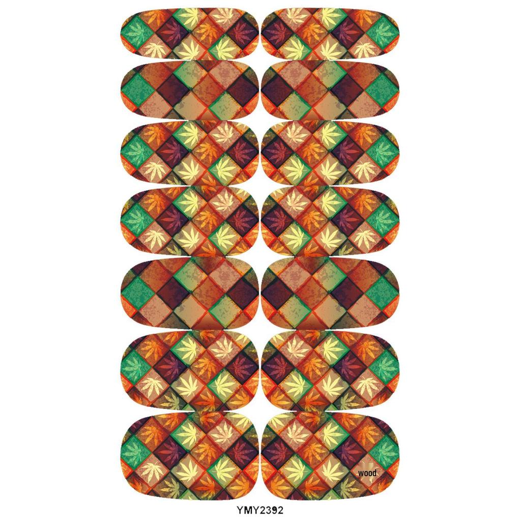 Waterproof Autumn Maple Leaf Nail Stickers - Full Cover, Bestseller YMY2389-2397