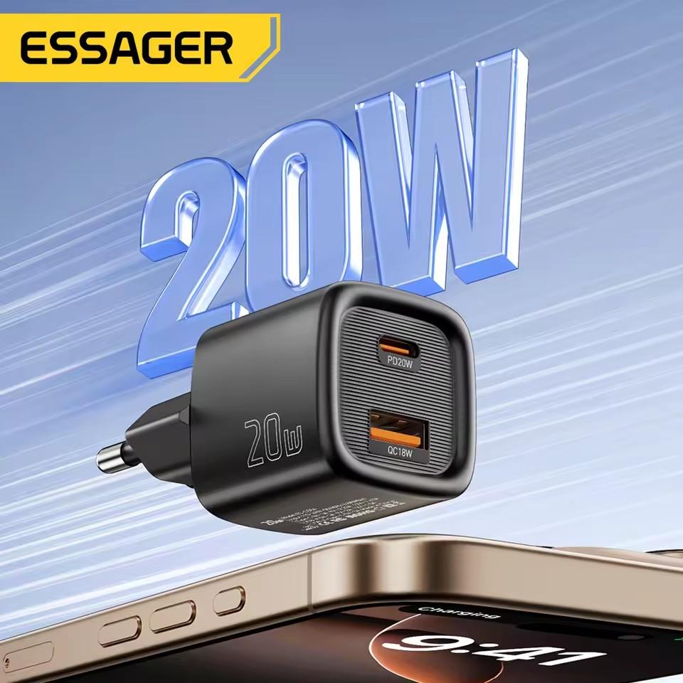 Essager 20W USB C Nabíječka Přenosná Nabíječka Typu C Podpora PD Rychlého Nabíjení Pro iPhone 16 15 14 13 12 11 Pro Max 8 Rychlá Nabíječka