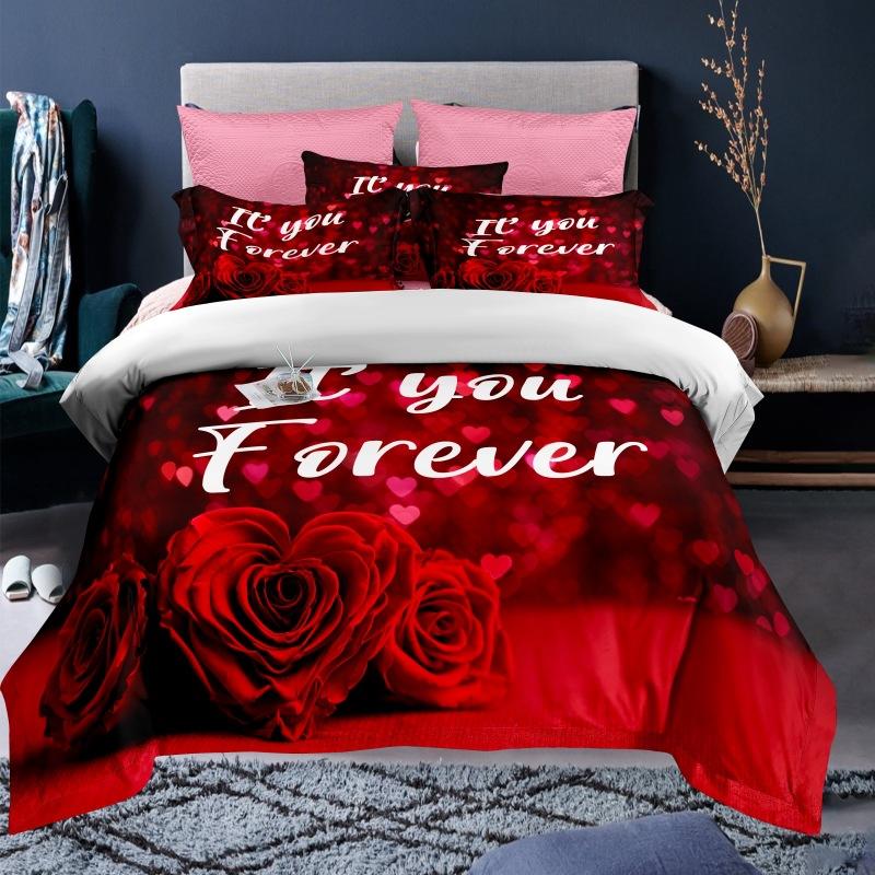 Valentine's Day Custom Name Love Heart 3D Duvet Cover Bedding Set Comforter Linen Pillowcases Wedding Decor Twin King Queen
