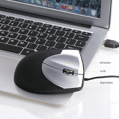 Vertikale Kabelmaus Ergonomische Optische 3-Tasten Gaming-Büro-Maus für PC Laptop Schwarz