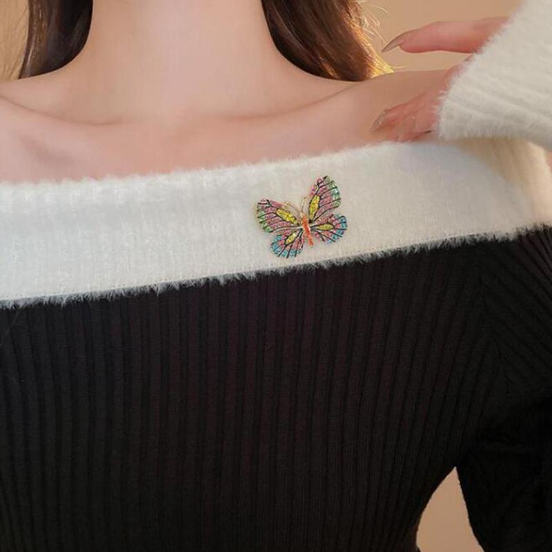 Fashion Exquisite Colorful Diamond Butterfly Brooches Cute Animal Corsage Pin For Women Girls Clothing Jewelry Accessories Gifts