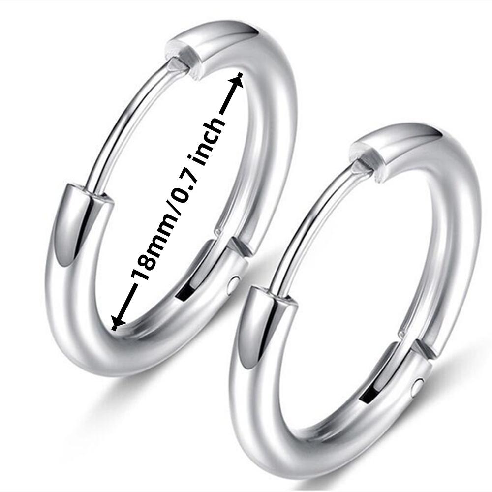 Trend Black/Gold Color Classic Stainless Steel Men Women's Hoops Earrings Minimalist Y2k Small Round Circle Piercing Ear Jewelry