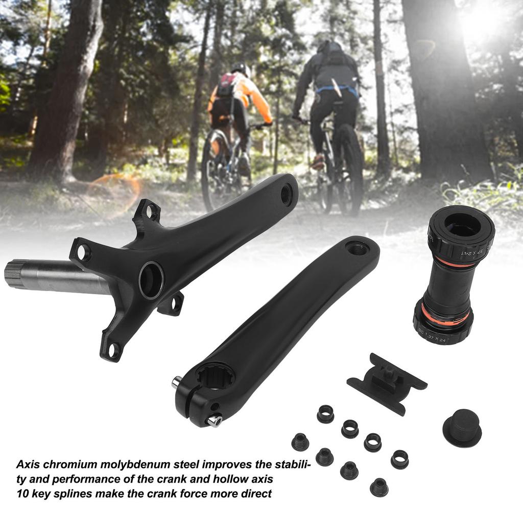 Aluminum Alloy Bike Crank Arm Set Bicycle Crank Arm Set with Bottom Bracket Kit Chainring Bolts
