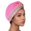 Indian Women Chemo Cap Muslim Diamonds Hijab Pleated Turban Wrap Headscarf Beanies Hair Loss Bonnet Hat Femme Turbante Mujer New