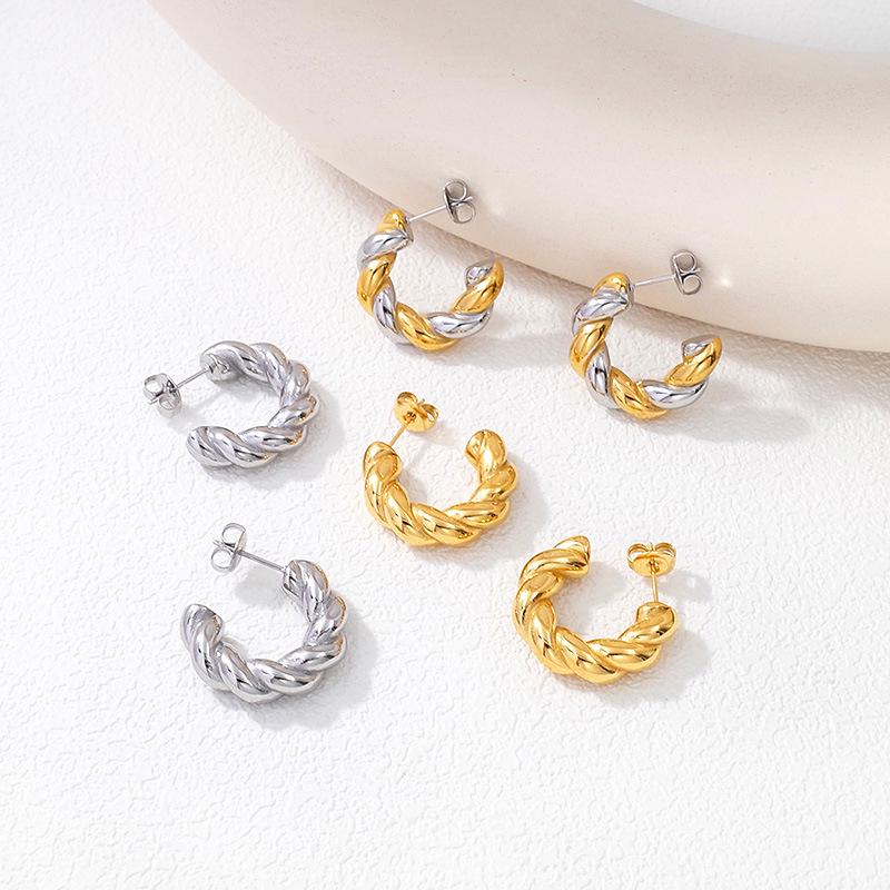 Gold-Plated Twist Spiral Earrings for Women - Luxurious and Versatile Fashion Hoops