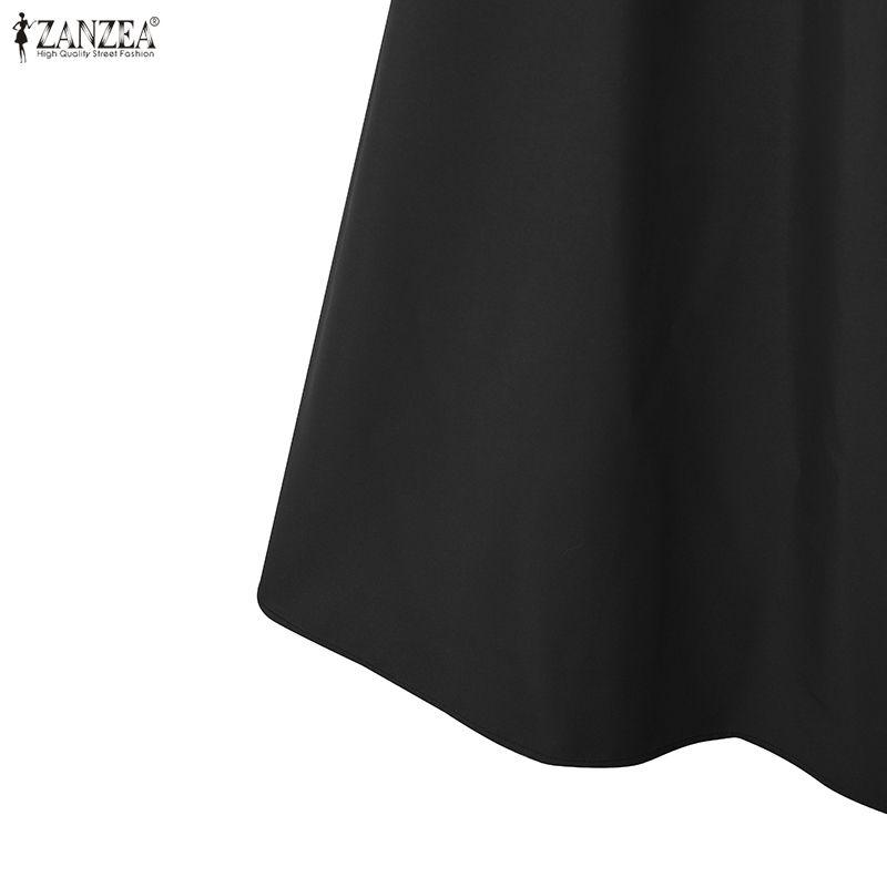 ZANZEA Women Casual V-Neck Long Sleeve Loose Long Dress