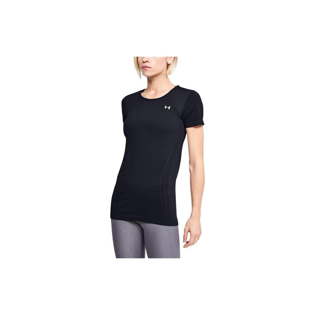 Under Armour Seamless Training Sports T-Shirt Women Tops Black 1351604-001
