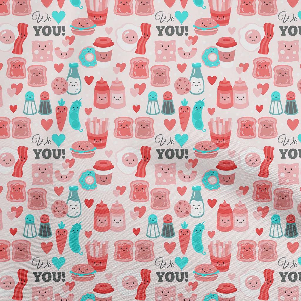 oneOone Cotton Flex Fuschia Pink Fabric Breakfast Sewing Craft Projects Fabric Prints By Yard 40 Inch