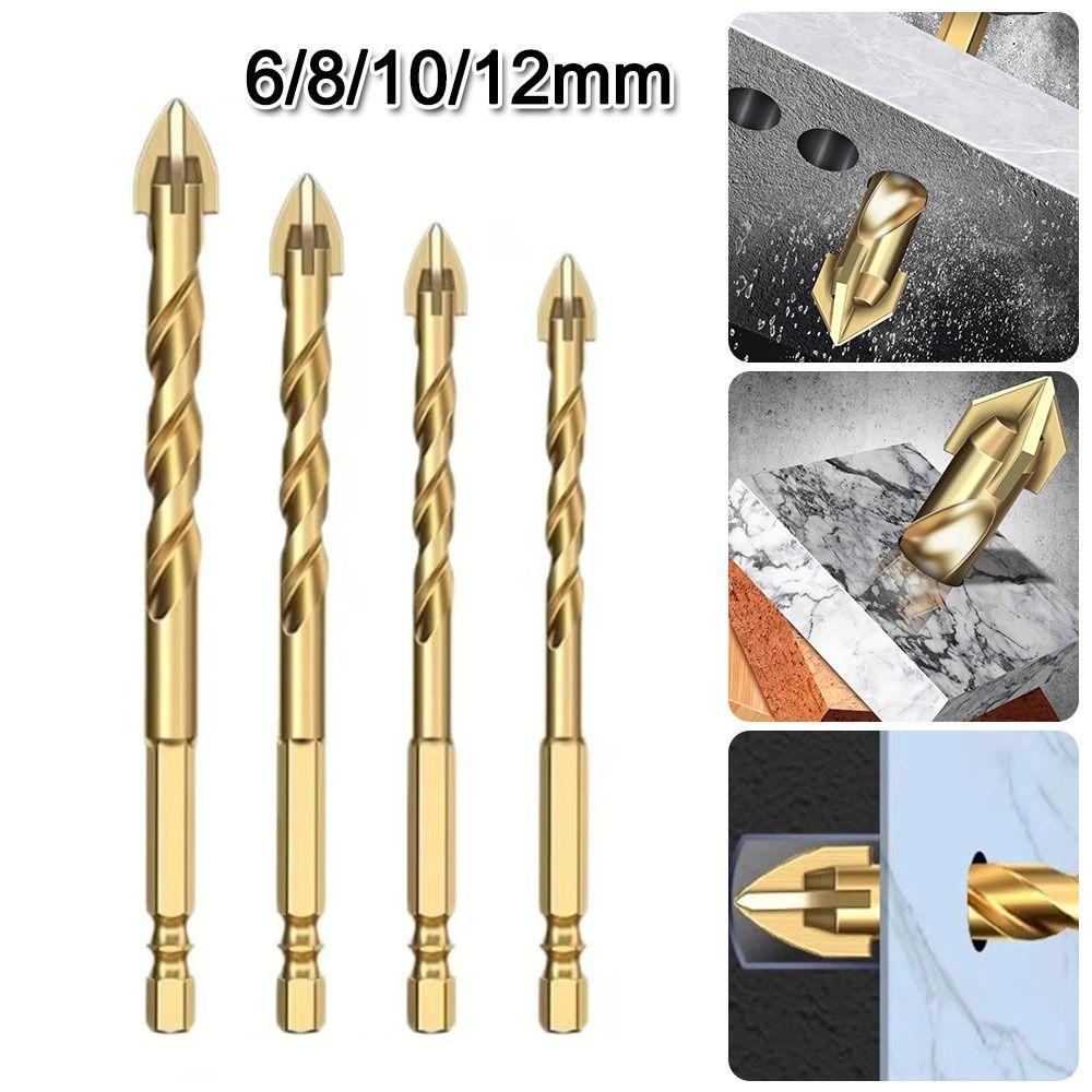 High Hardness Cross Hex Tile Drill Bit Four-Edged Hexagonal Shank Drill Bit Set  Drilling Tool