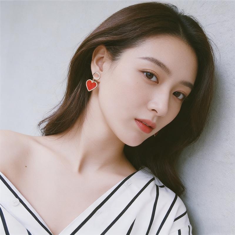 Red Festive Heart Earrings - Fashion Jewelry for Women