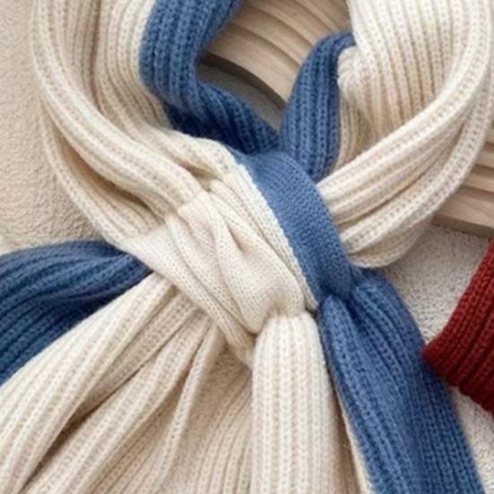 Women Scarf Patchwork Color Soft Comfortable Wrap Around Design Winter Scarf Neck Care Fashion Accessories