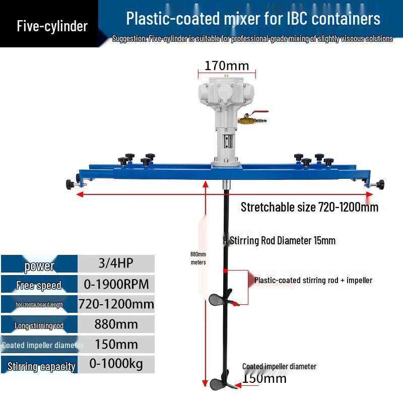 5-Cylinder Pneumatic Lifting IBC Agitator