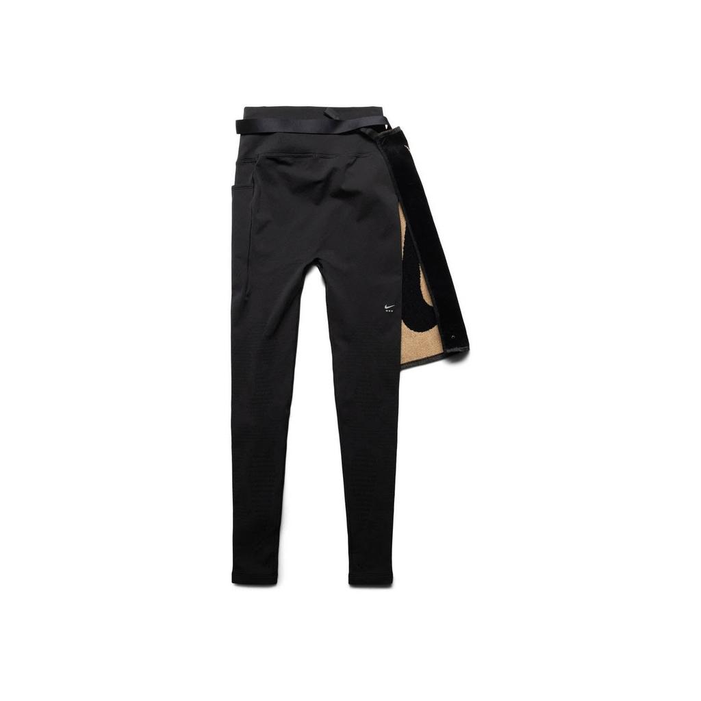 Nike MMW Collaboration Series High-Waisted Fitness Leggings with Removable Towel Belt Women Bottoms Black DD9427-010