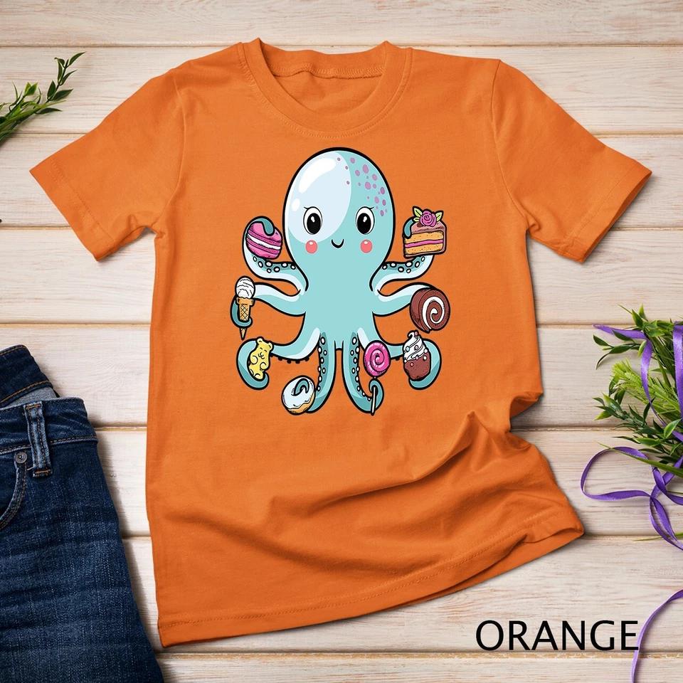 Octopus Octopus Cake Tentacles Marine Animals Children Unisex T-shirt 7 L