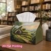 1pc, 2D Flat Printing, Tissue Box with Sheltered Cottage Pattern from Char, Suitable for Bathrooms, Living Rooms, Bedrooms, Dressing Tables, Coffee Ta