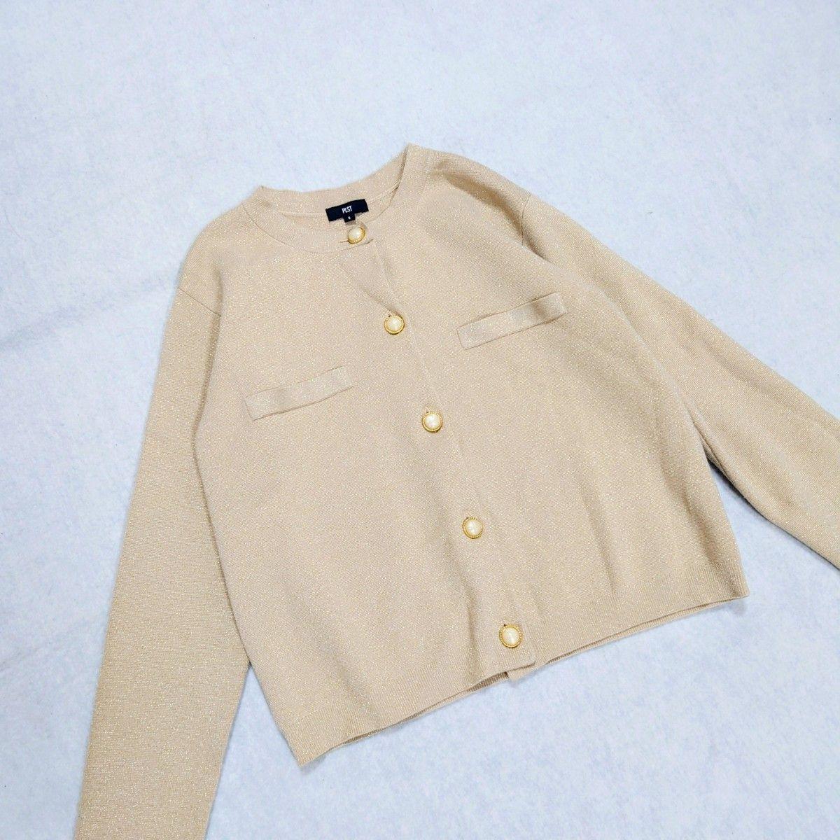 PLST Rayon Blend Pearl Button Lam Cardigan