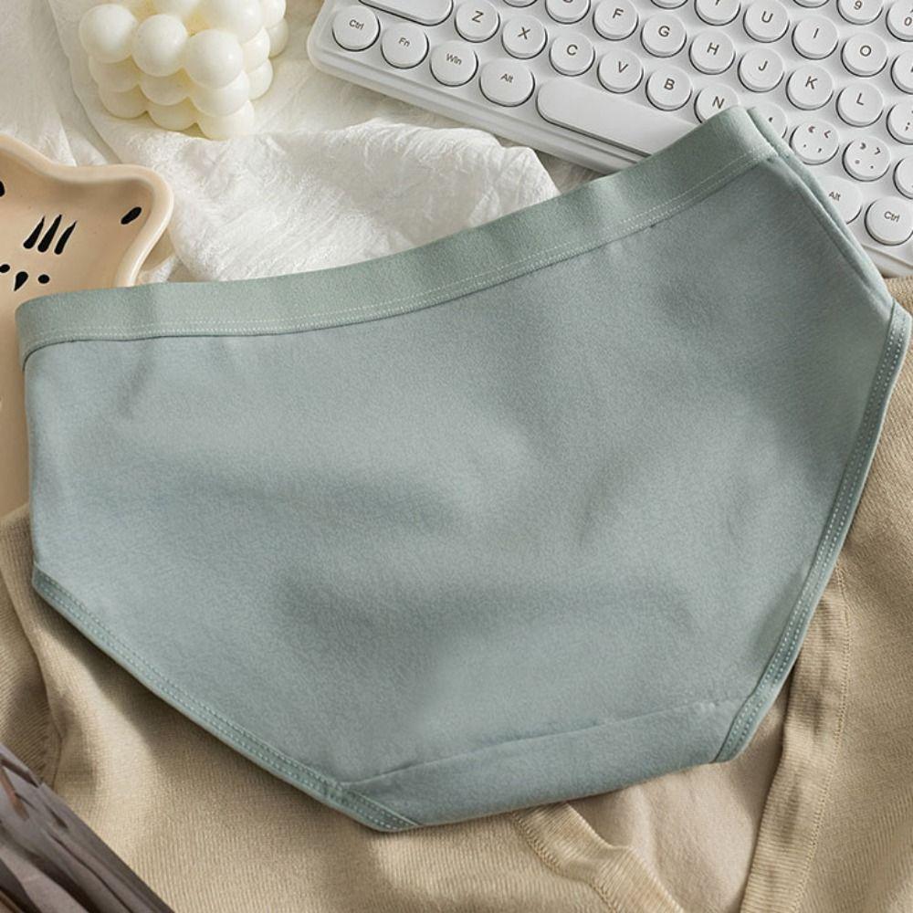 5Pcs Weather Pattern Solid Color Panties Mid Waist Underwear for Women Simple Seamless Briefs  Lady