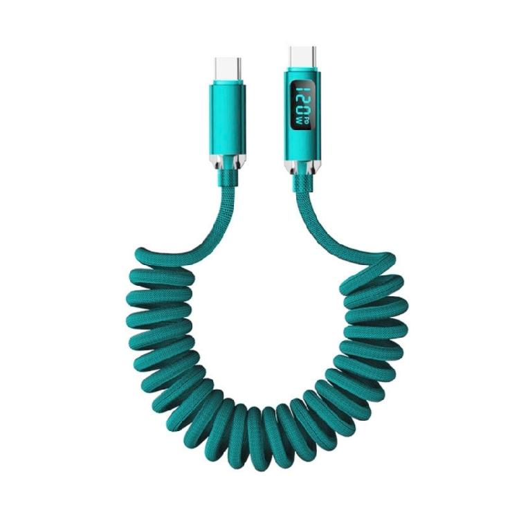 Braided Nylon USB C Fast Charging Cable 120W Power Delivery Retractably Spring System For Gadgets 480mbps Transmission